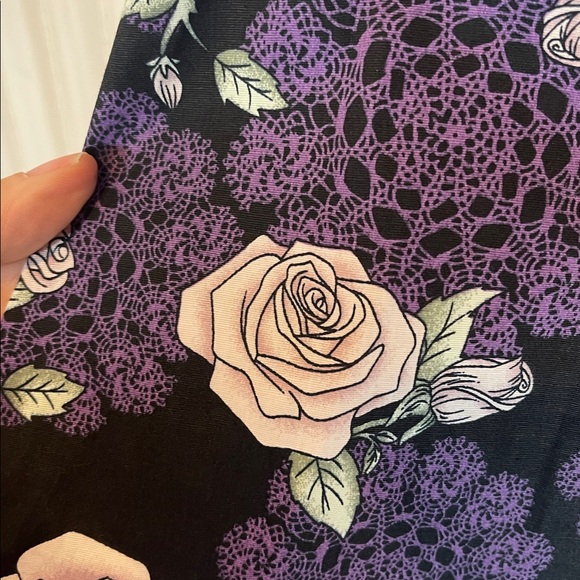 NWT HELLBUNNY VINTAGE INSPIRED PURPLE ROSE HALTER DRESS LARGE - Picture 6 of 6